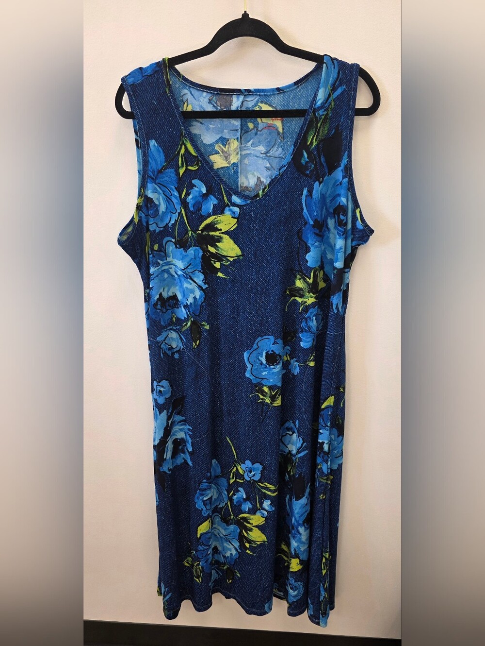 Attitudes by Renée Blue Floral Sleeveless V-Neck Midi Dress XL Petite